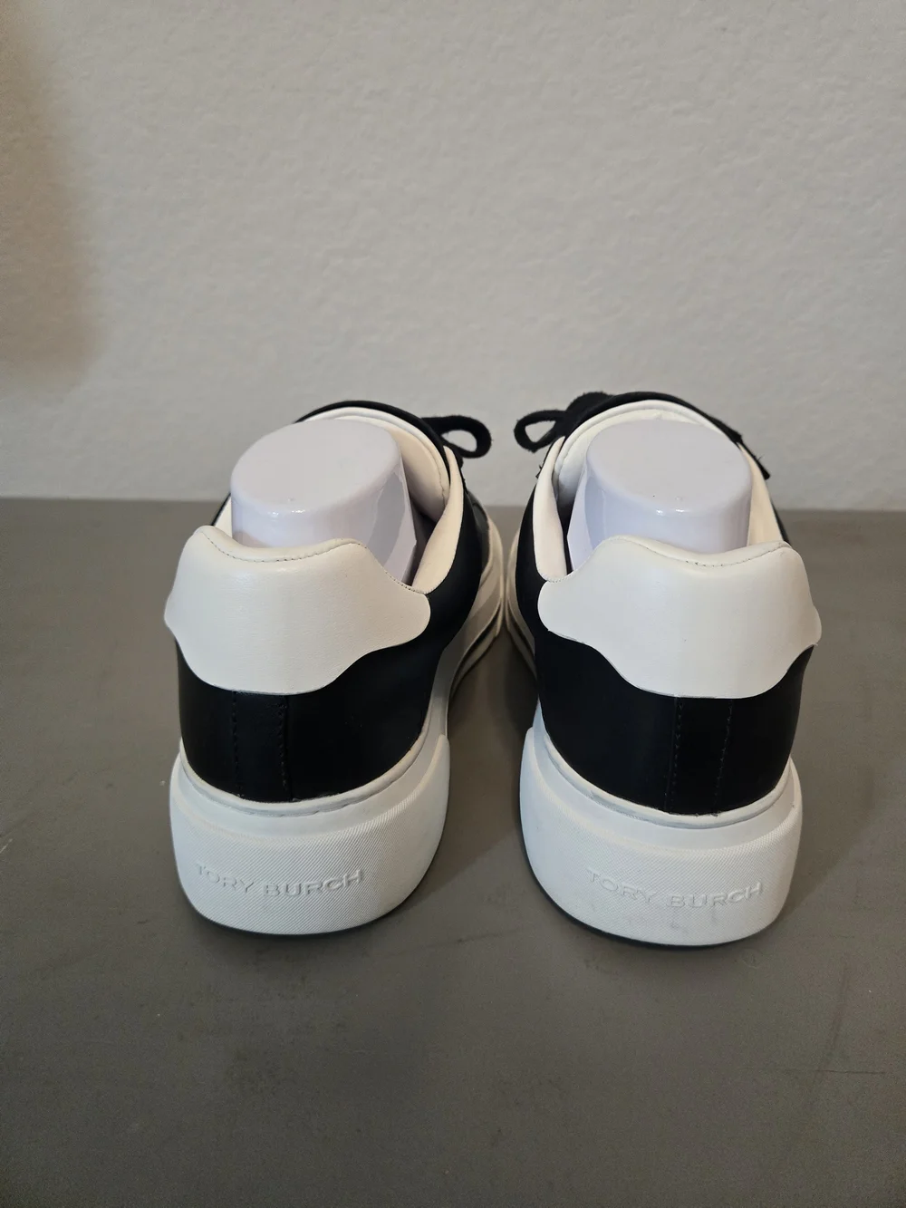 Tory Burch Black and White Logo Platform Sneakers